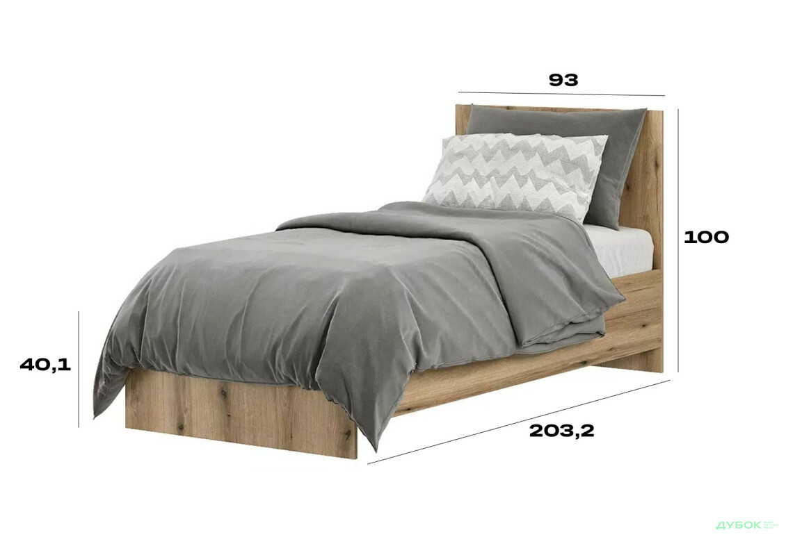 Зображення 7 - Ліжко Art In Head Light / Лайт 90х200 см, дуб евок