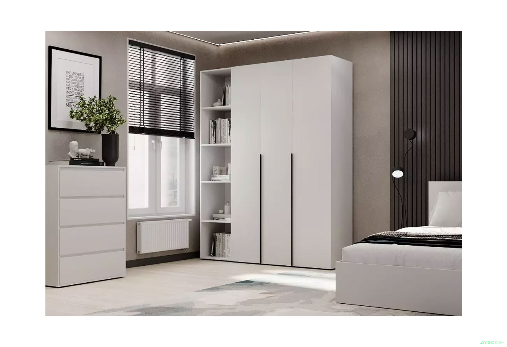 Зображення 2 - Шафа Art In Head Light / Лайт 3-дверна зі стелажем 160 см, білий діамант