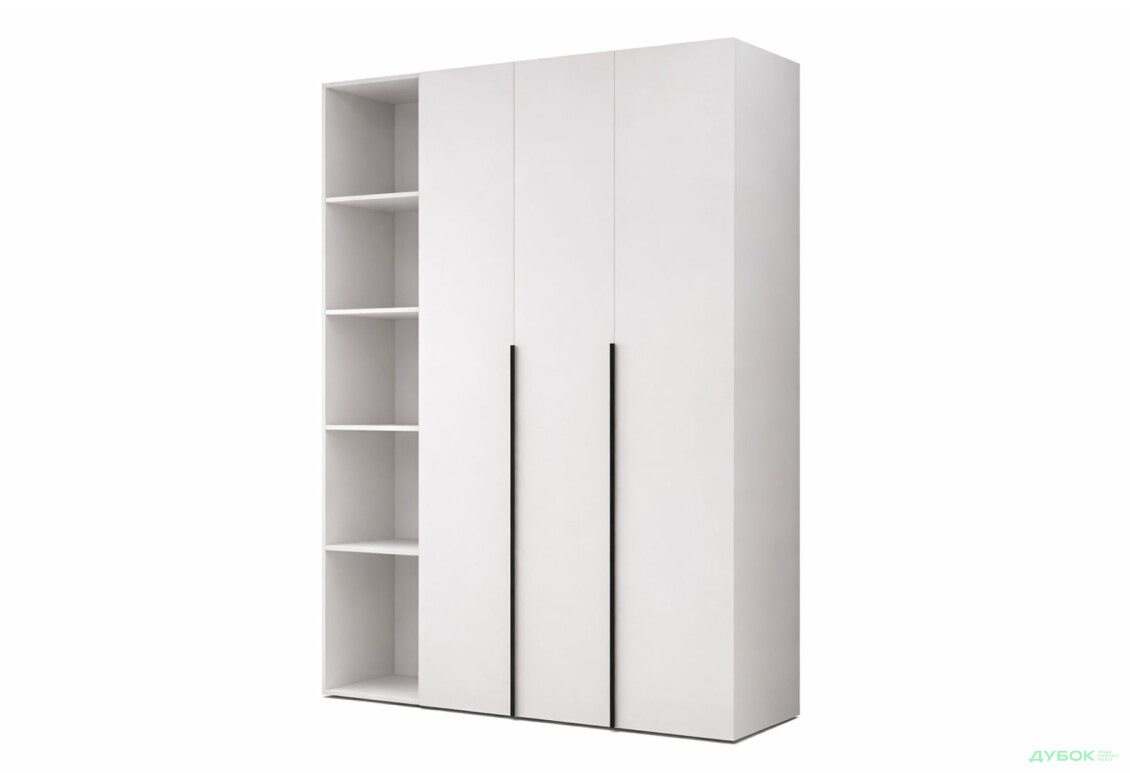 Шафа Art In Head Light / Лайт 3-дверна зі стелажем 160 см, білий діамант