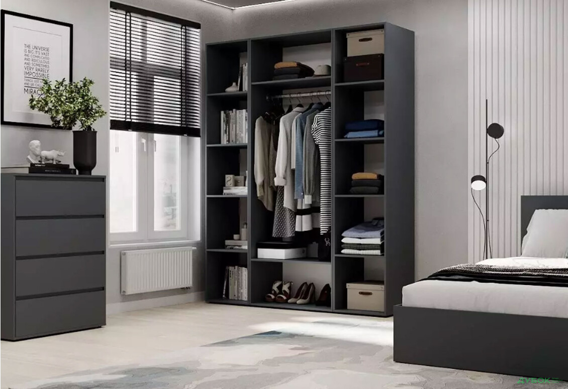 Зображення 3 - Шафа Art In Head Light / Лайт 3-дверна зі стелажем 160 см, графіт