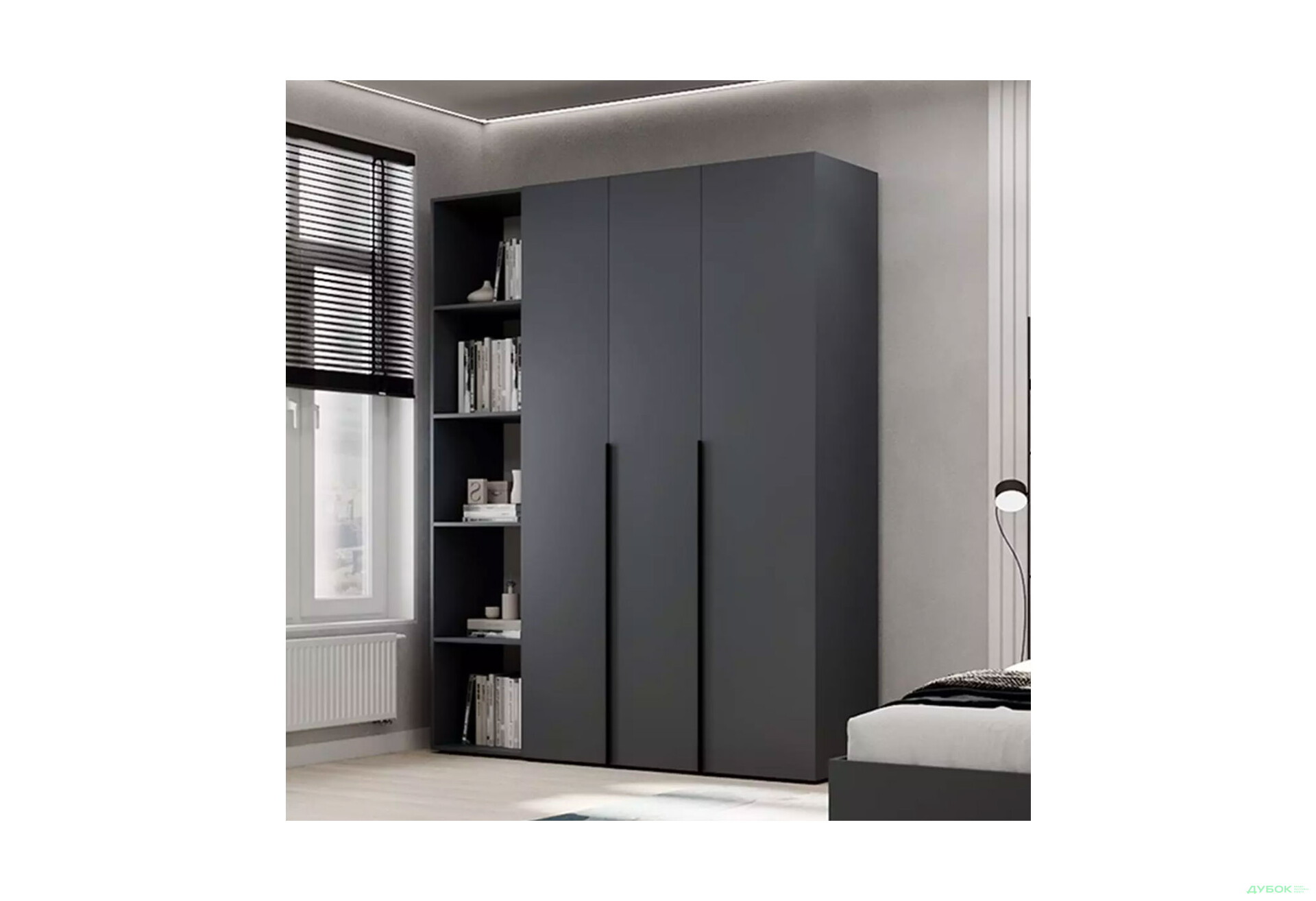 Зображення 4 - Шафа Art In Head Light / Лайт 3-дверна зі стелажем 160 см, графіт