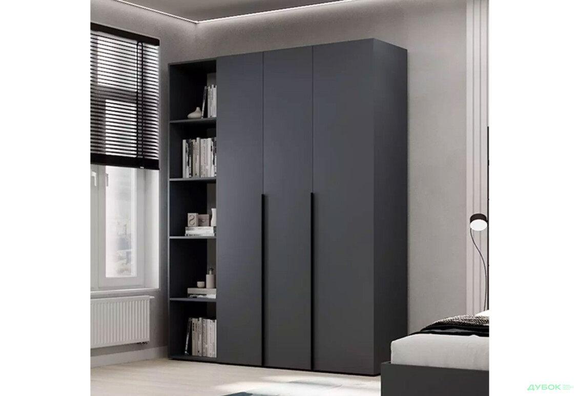 Зображення 4 - Шафа Art In Head Light / Лайт 3-дверна зі стелажем 160 см, графіт