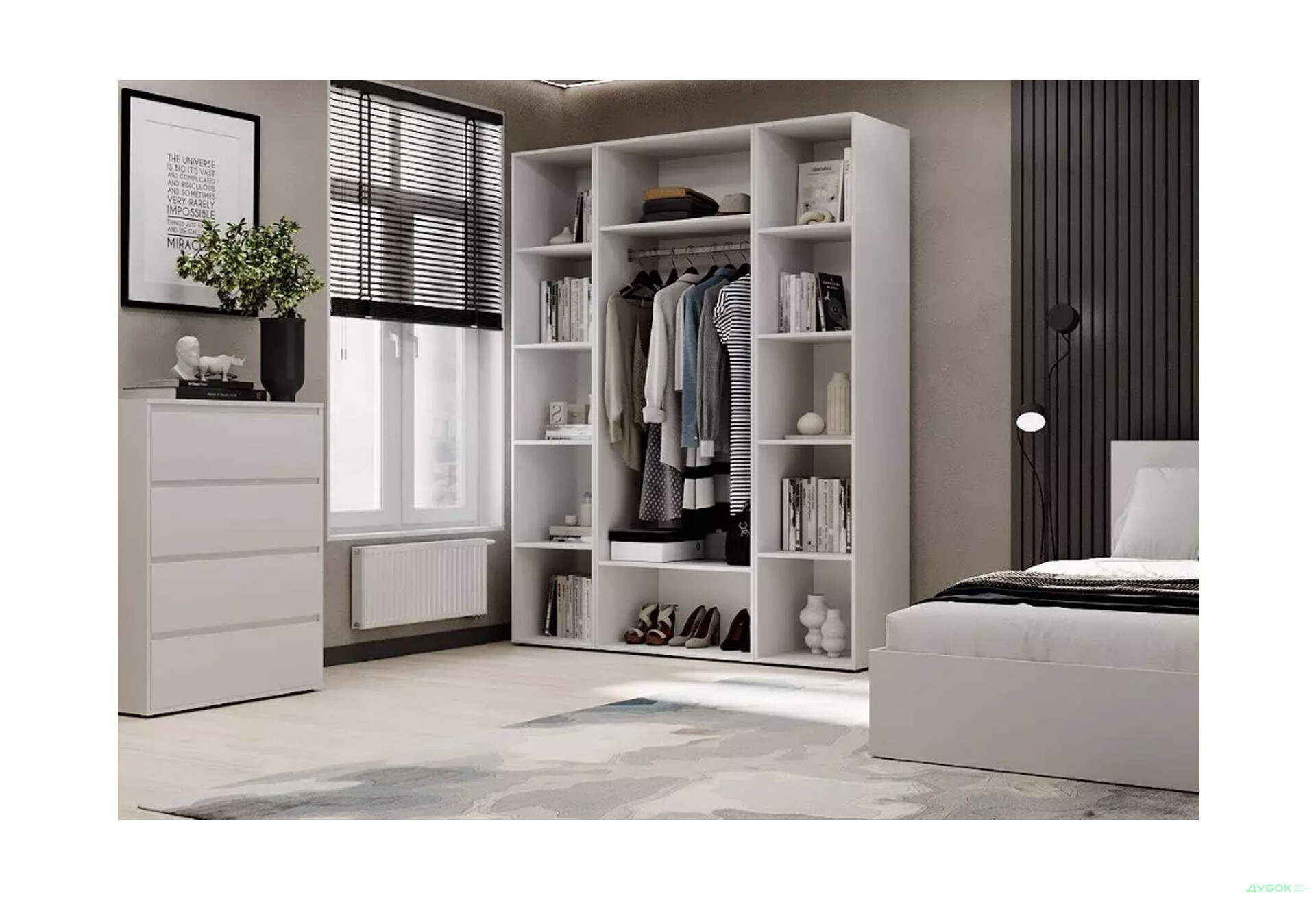 Зображення 3 - Шафа Art In Head Light / Лайт 2-дверна з 2-ма стелажами 160 см, білий діамант