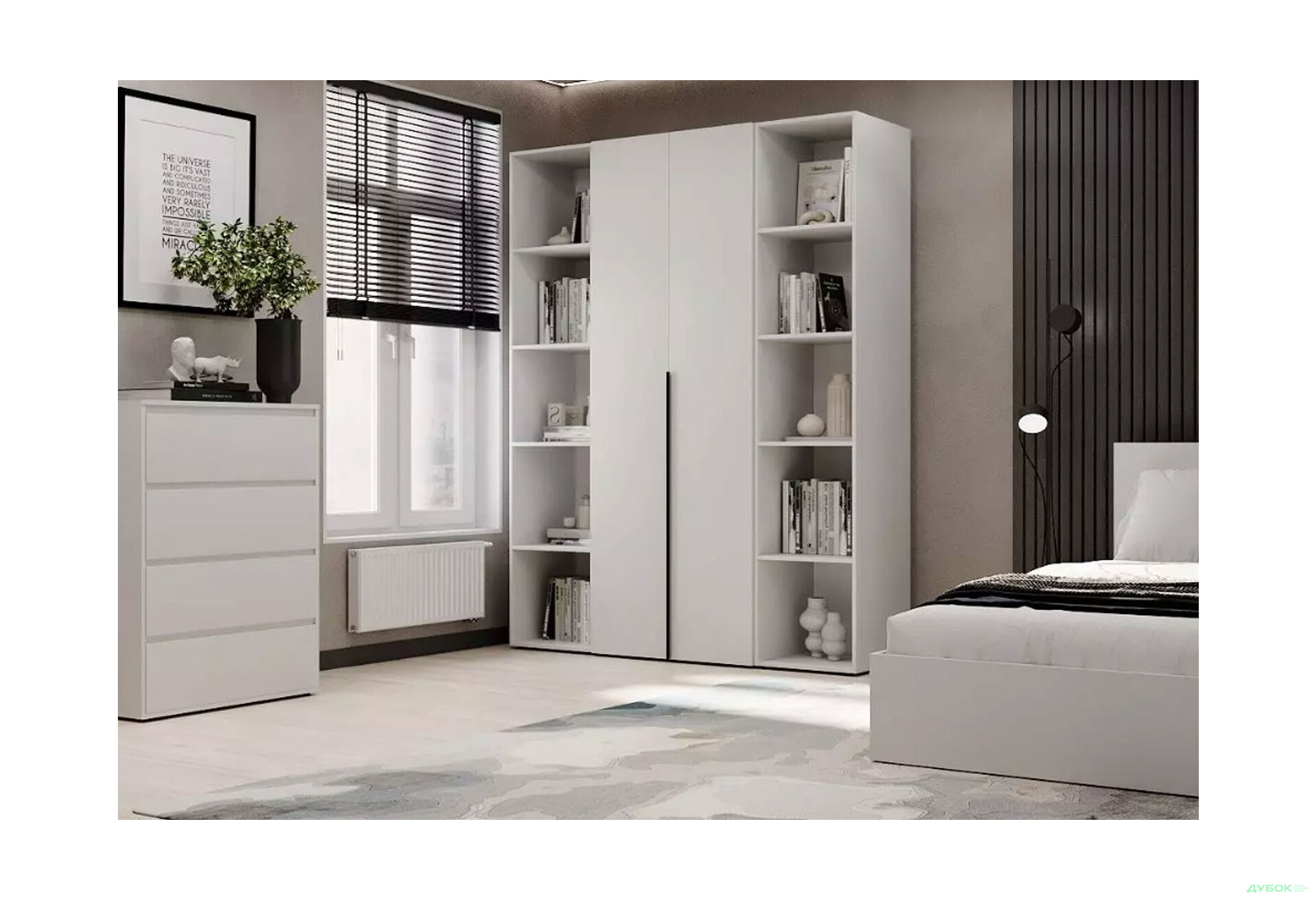 Зображення 2 - Шафа Art In Head Light / Лайт 2-дверна з 2-ма стелажами 160 см, білий діамант