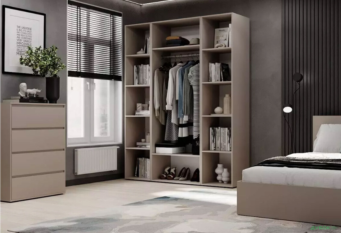 Зображення 3 - Шафа Art In Head Light / Лайт 2-дверна з 2-ма стелажами 160 см, кашемір