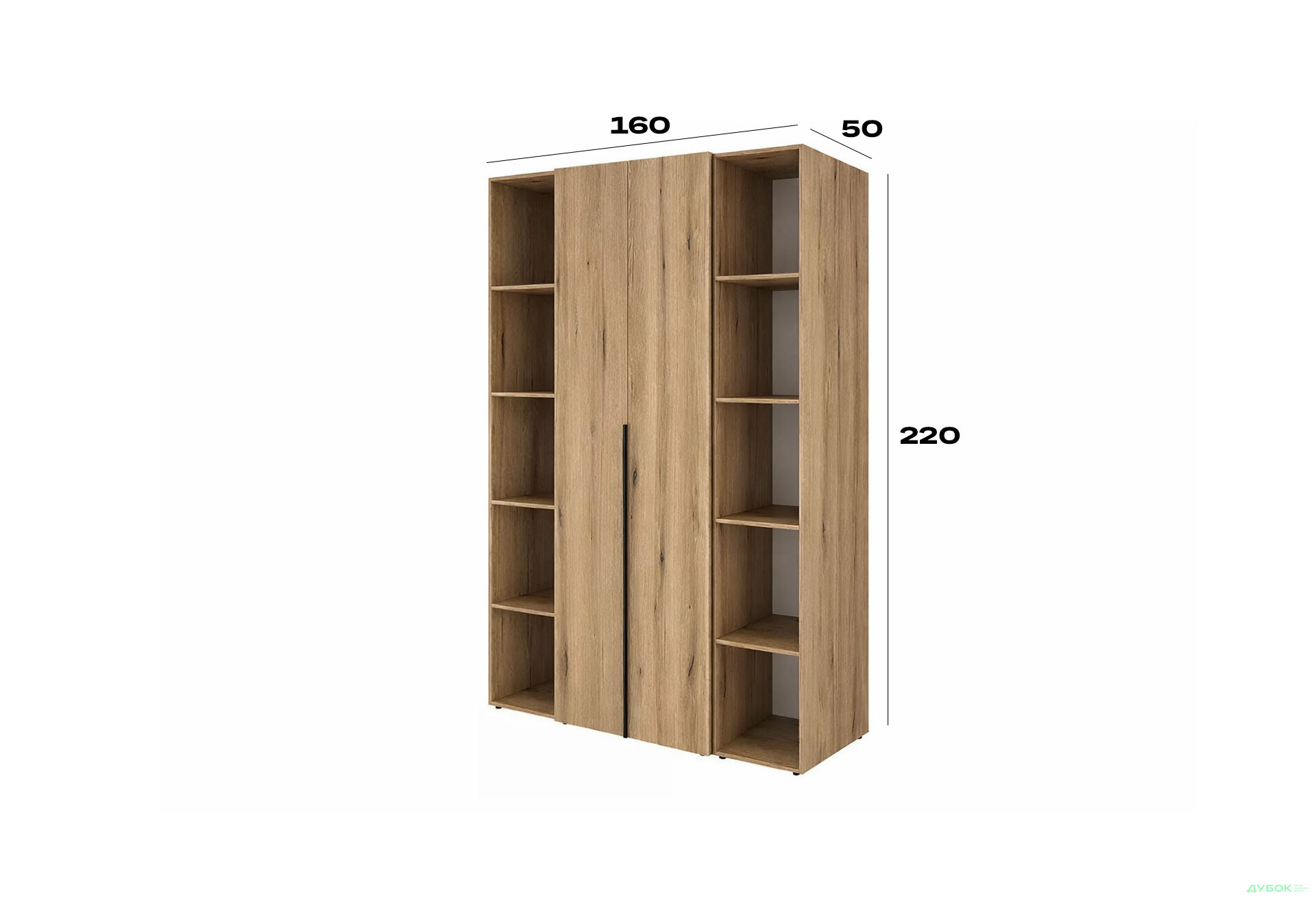 Изображение 6 - Шкаф Art In Head Light / Лайт 2-дверный с 2-мя стеллажами 160 см, дуб эвок