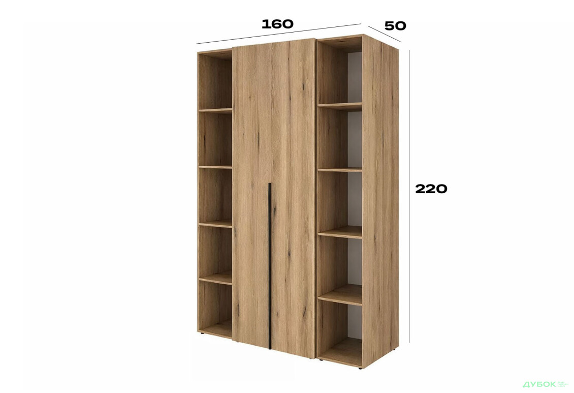 Изображение 6 - Шкаф Art In Head Light / Лайт 2-дверный с 2-мя стеллажами 160 см, дуб эвок