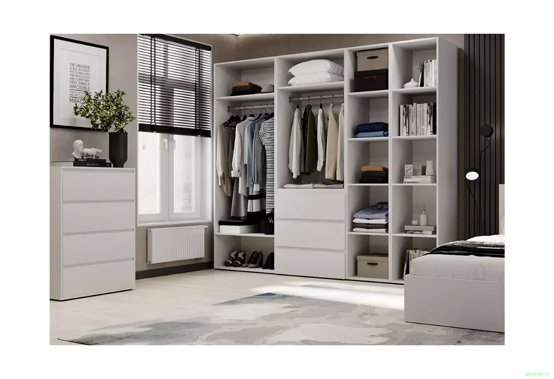 Зображення 3 - Шафа Art In Head Light / Лайт 5-дверна з 3-ма шухлядами і стелажем 240 см, білий діамант