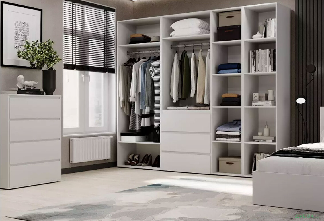 Зображення 3 - Шафа Art In Head Light / Лайт 5-дверна з 3-ма шухлядами і стелажем 240 см, білий діамант