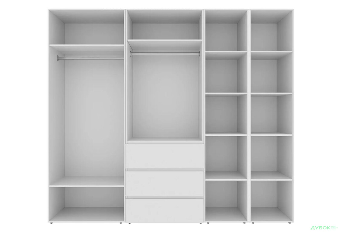 Зображення 5 - Шафа Art In Head Light / Лайт 5-дверна з 3-ма шухлядами і стелажем 240 см, білий діамант