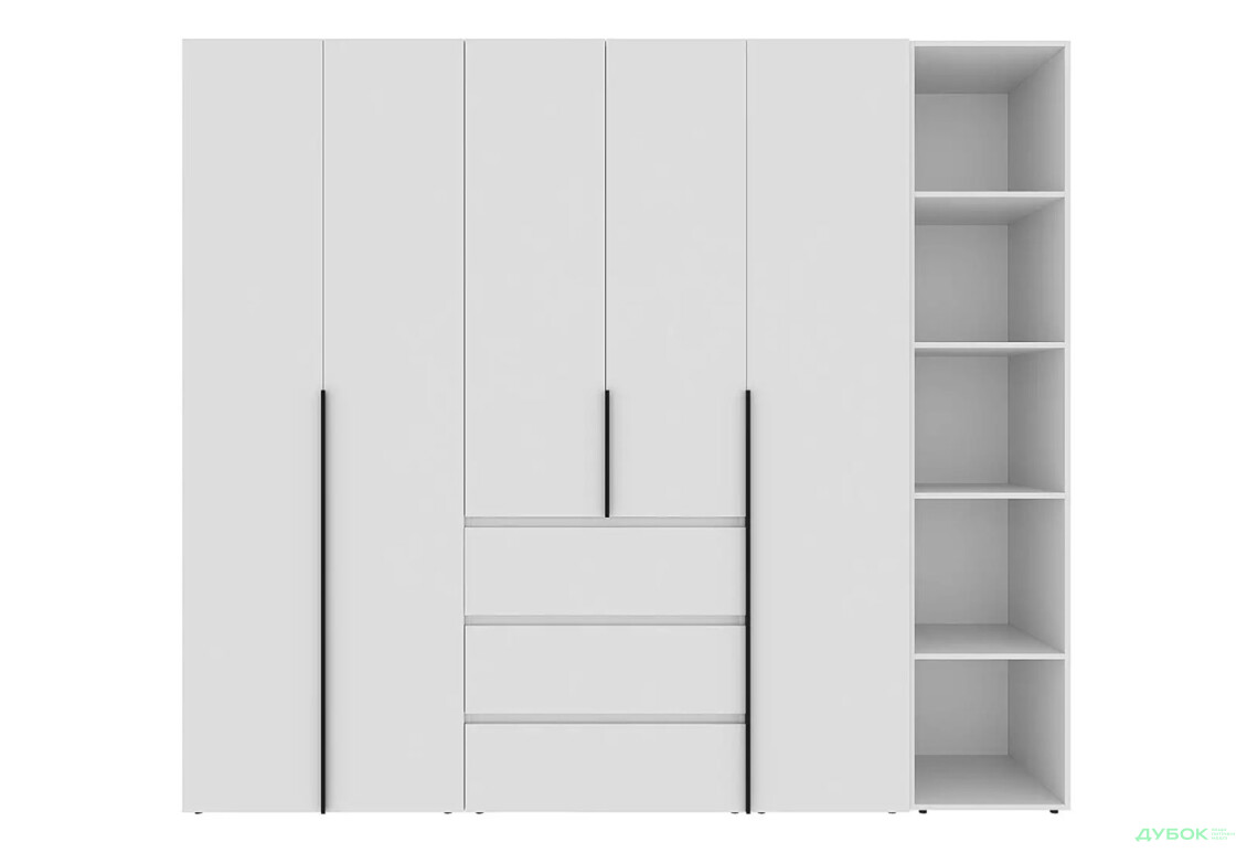 Зображення 4 - Шафа Art In Head Light / Лайт 5-дверна з 3-ма шухлядами і стелажем 240 см, білий діамант