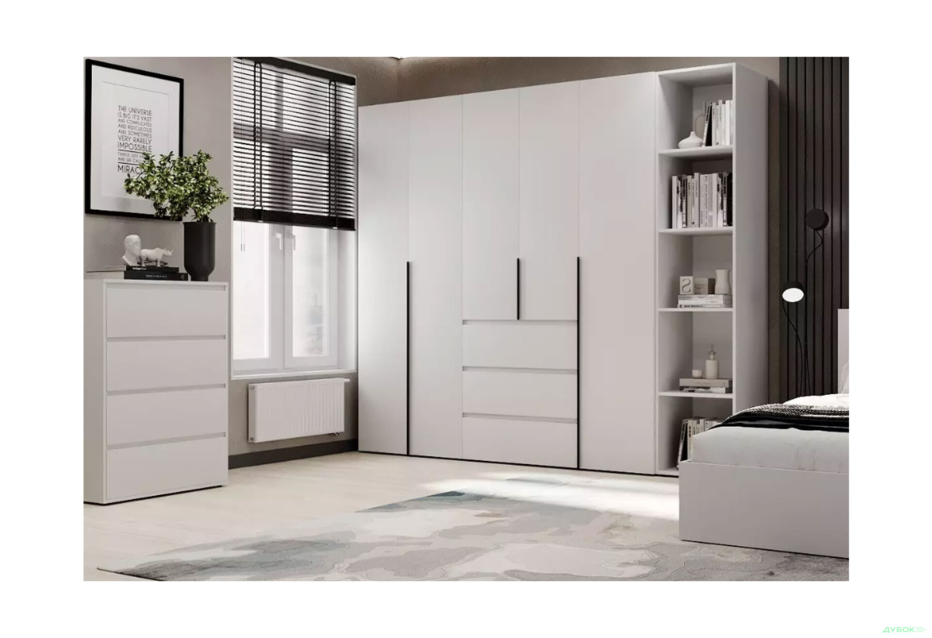 Зображення 2 - Шафа Art In Head Light / Лайт 5-дверна з 3-ма шухлядами і стелажем 240 см, білий діамант