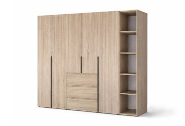 Шкаф Art In Head Light / Лайт 5-дверный с 3-мя ящиками и стеллажем 240 см, дуб сонома