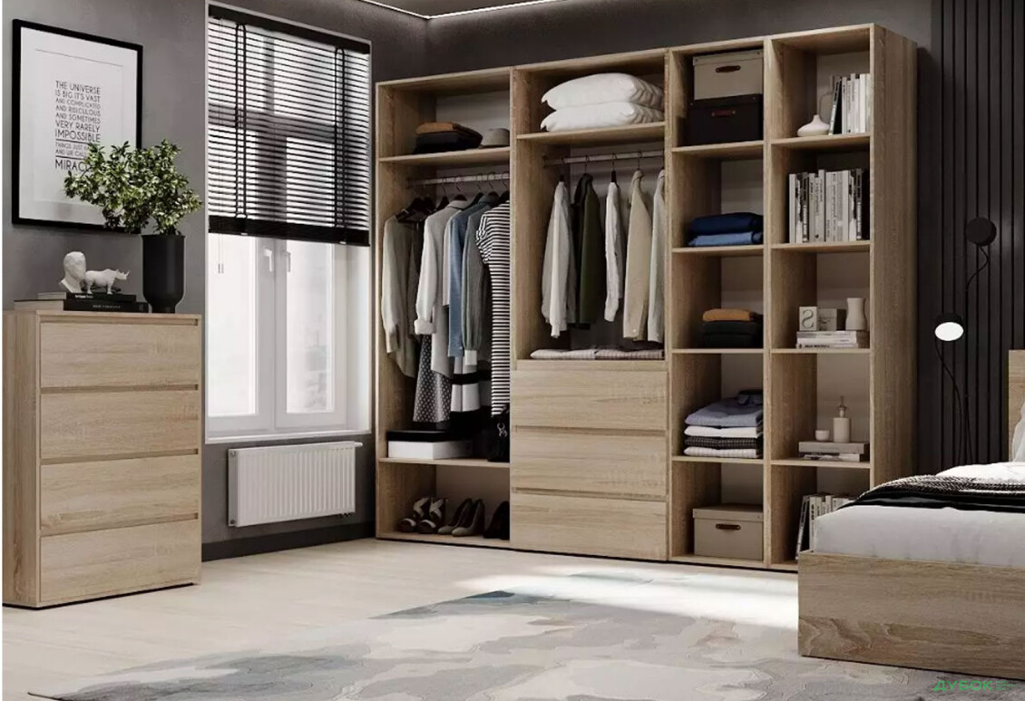 Зображення 3 - Шафа Art In Head Light / Лайт 5-дверна з 3-ма шухлядами і стелажем 240 см, дуб сонома