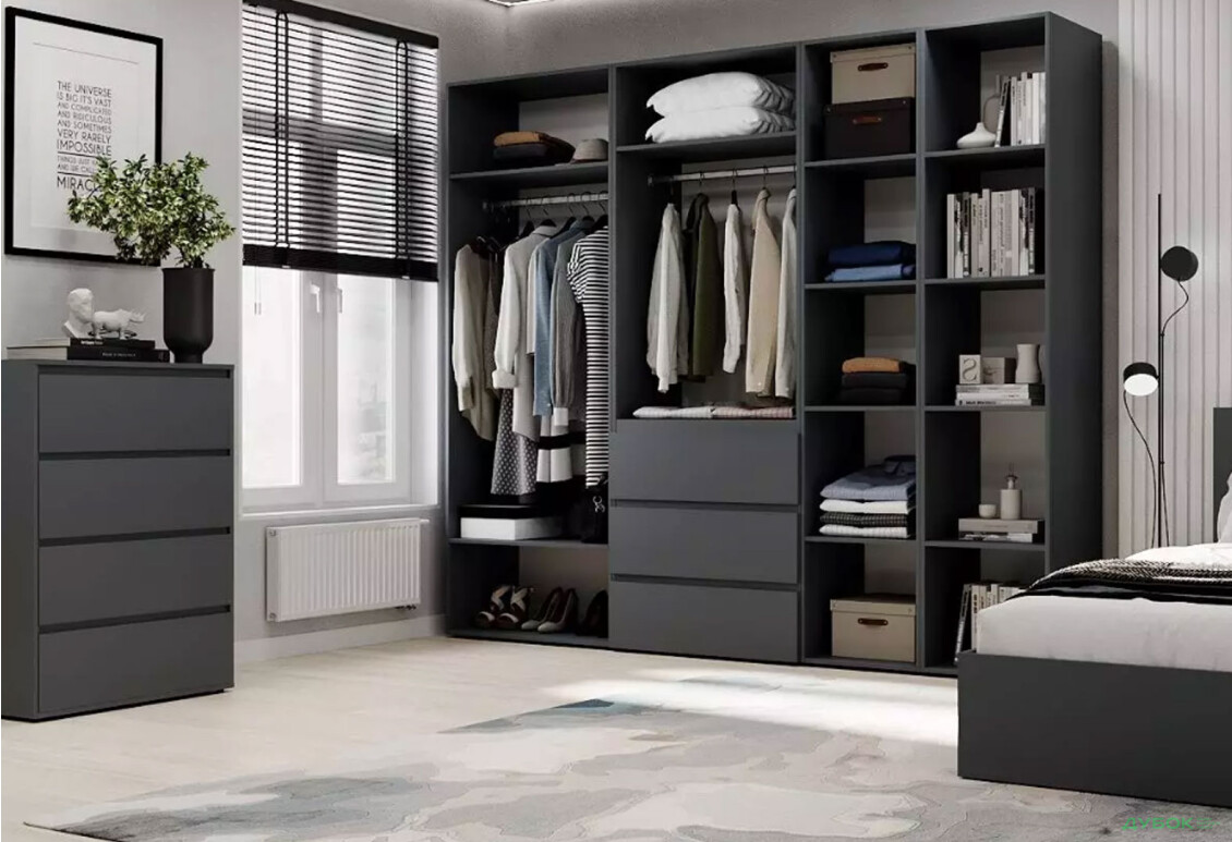 Зображення 3 - Шафа Art In Head Light / Лайт 5-дверна з 3-ма шухлядами і стелажем 240 см, графіт