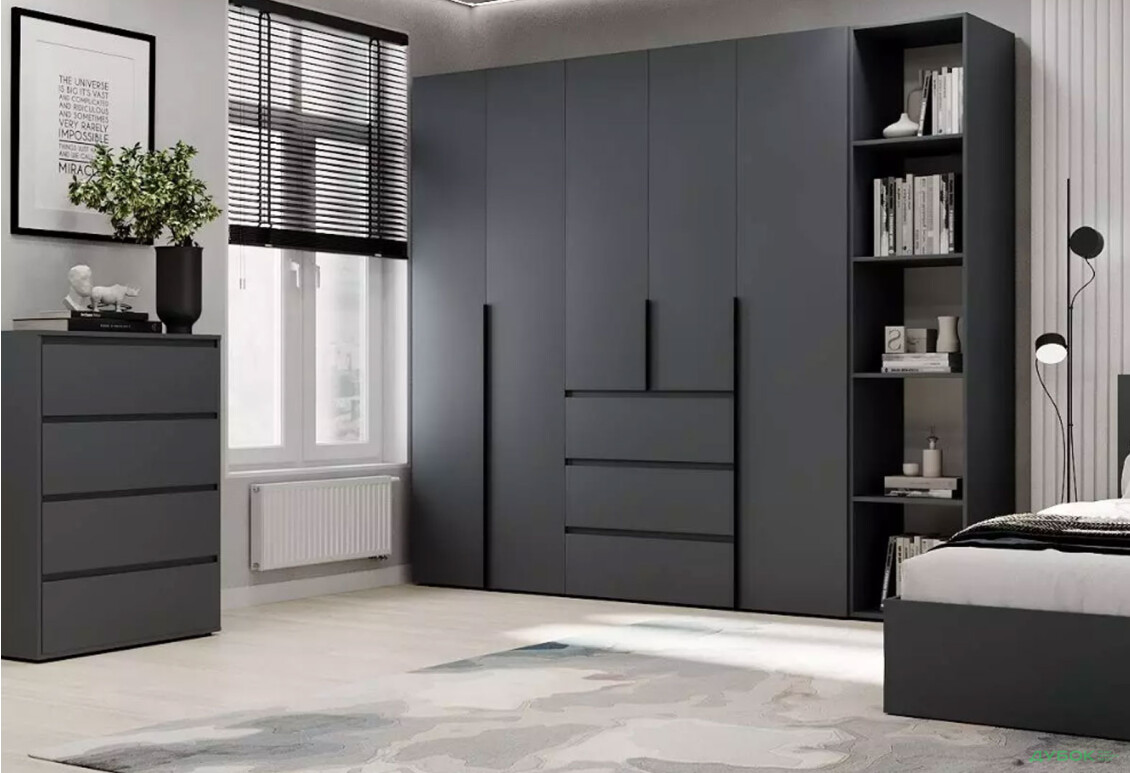 Зображення 2 - Шафа Art In Head Light / Лайт 5-дверна з 3-ма шухлядами і стелажем 240 см, графіт