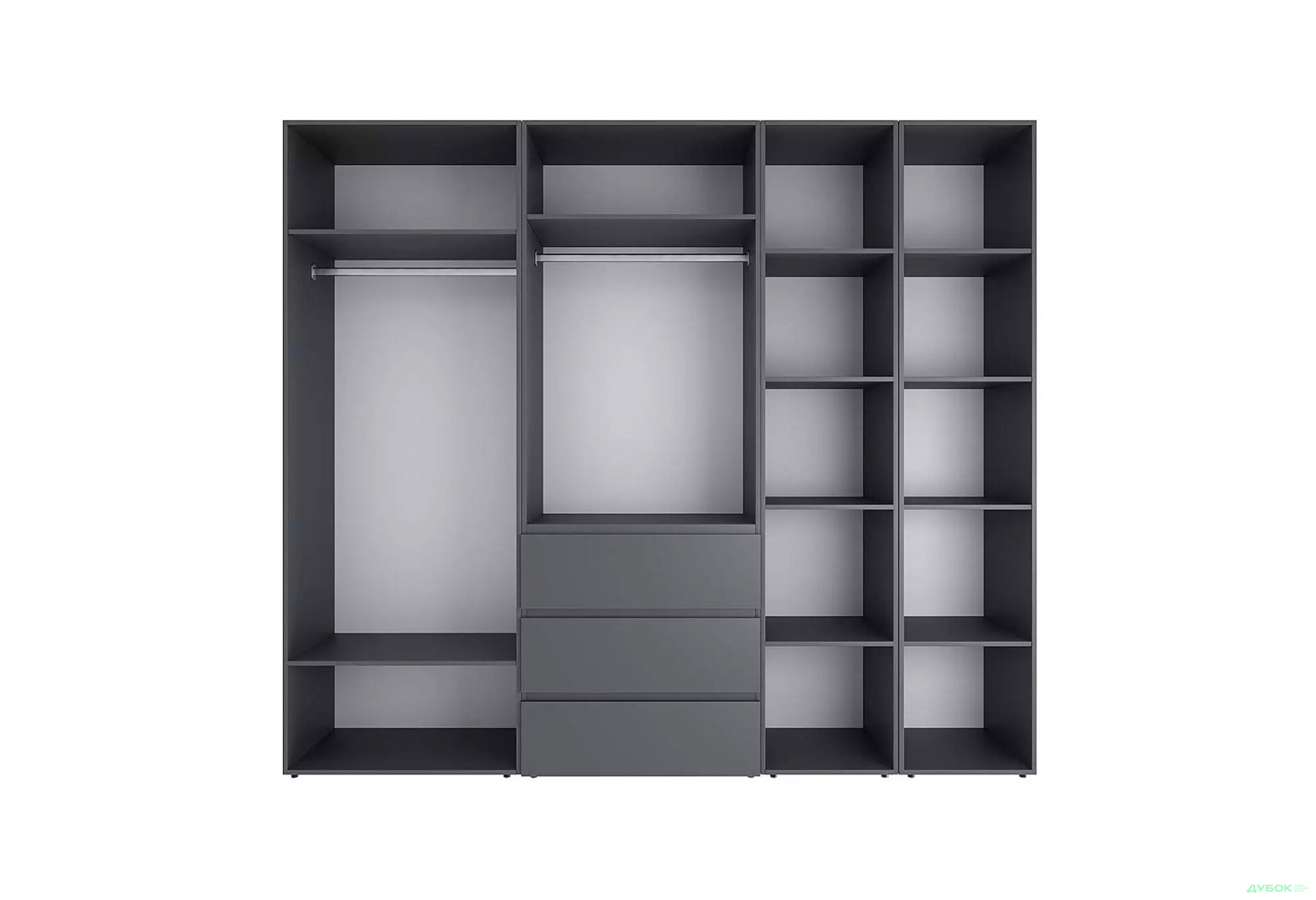 Зображення 5 - Шафа Art In Head Light / Лайт 5-дверна з 3-ма шухлядами і стелажем 240 см, графіт