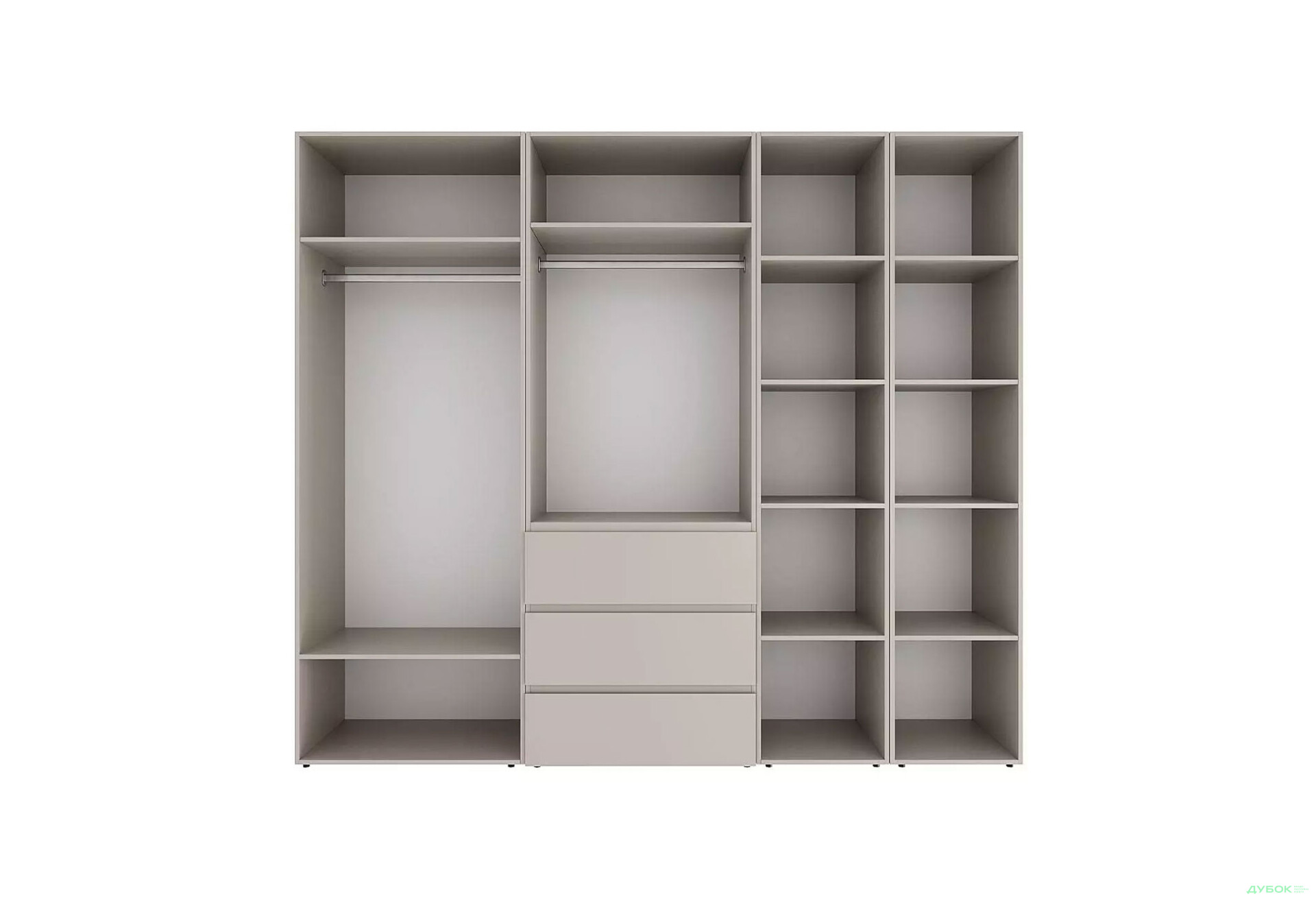 Зображення 5 - Шафа Art In Head Light / Лайт 5-дверна з 3-ма шухлядами і стелажем 240 см, кашемір