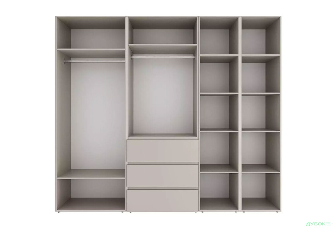 Зображення 5 - Шафа Art In Head Light / Лайт 5-дверна з 3-ма шухлядами і стелажем 240 см, кашемір