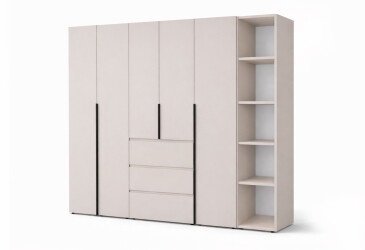 Шкаф Art In Head Light / Лайт 5-дверный с 3-мя ящиками и стеллажем 240 см, кашемир