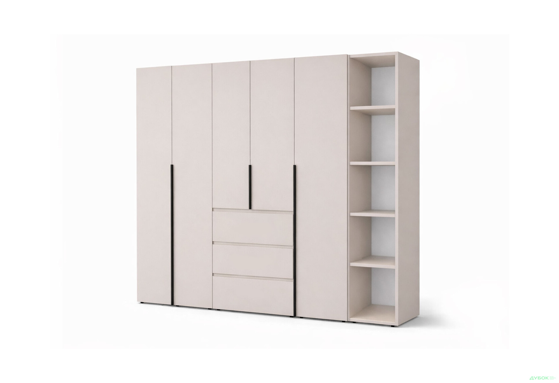 Зображення 1 - Шафа Art In Head Light / Лайт 5-дверна з 3-ма шухлядами і стелажем 240 см, кашемір