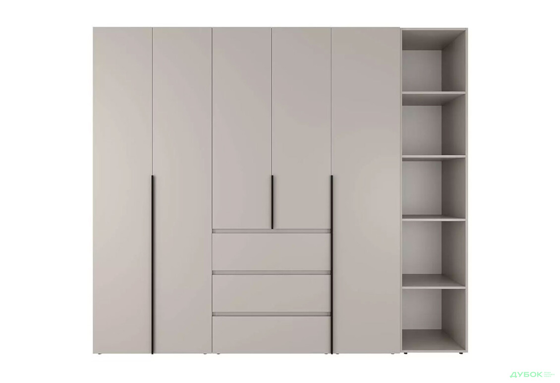 Зображення 4 - Шафа Art In Head Light / Лайт 5-дверна з 3-ма шухлядами і стелажем 240 см, кашемір