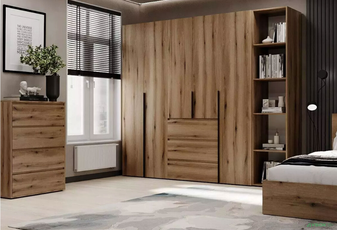 Зображення 2 - Шафа Art In Head Light / Лайт 5-дверна з 3-ма шухлядами і стелажем 240 см, дуб евок