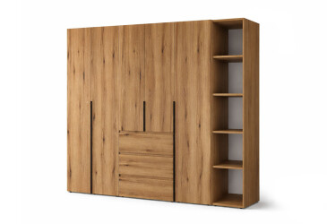 Шкаф Art In Head Light / Лайт 5-дверный с 3-мя ящиками и стеллажем 240 см, дуб эвок