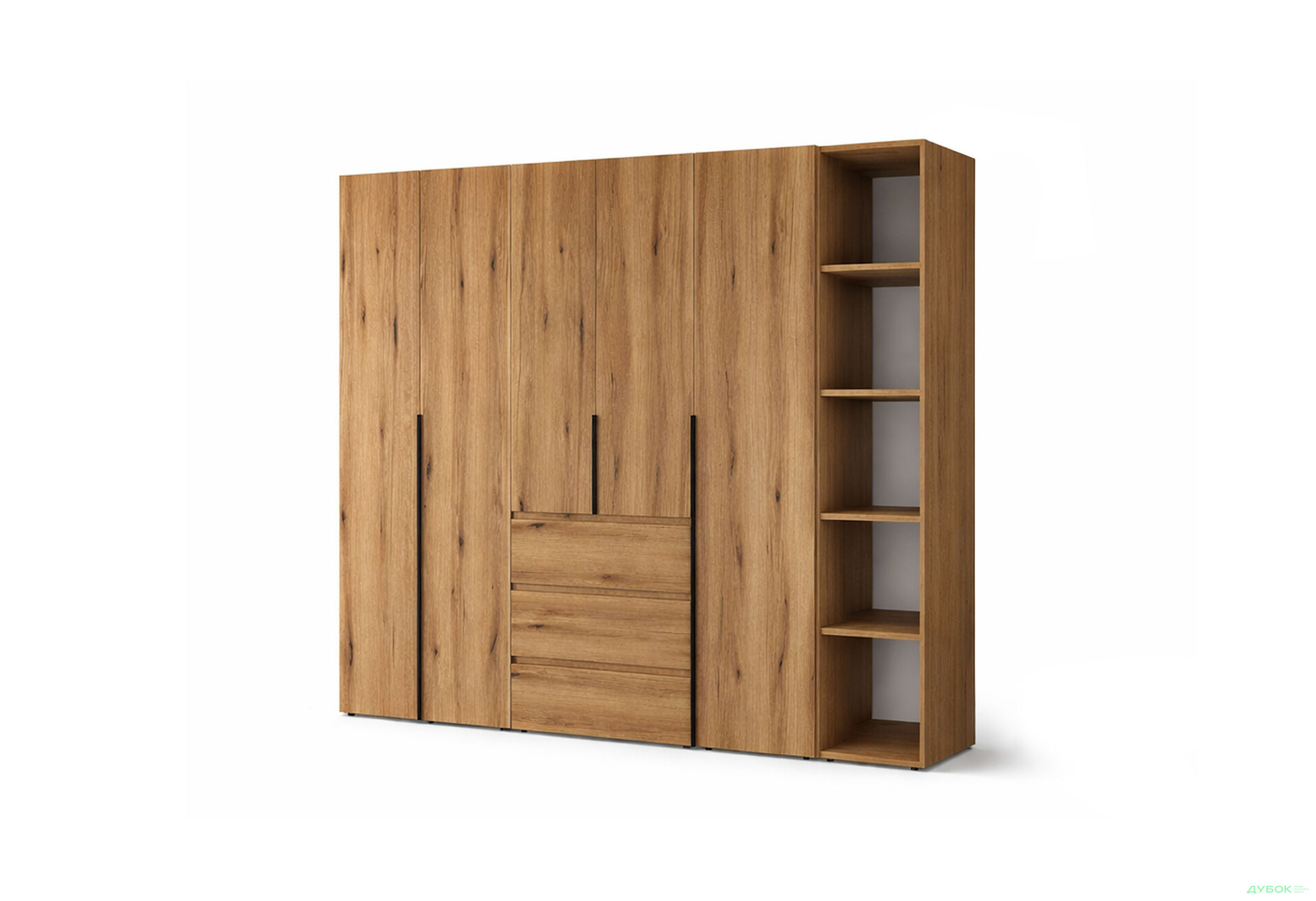 Зображення 1 - Шафа Art In Head Light / Лайт 5-дверна з 3-ма шухлядами і стелажем 240 см, дуб евок