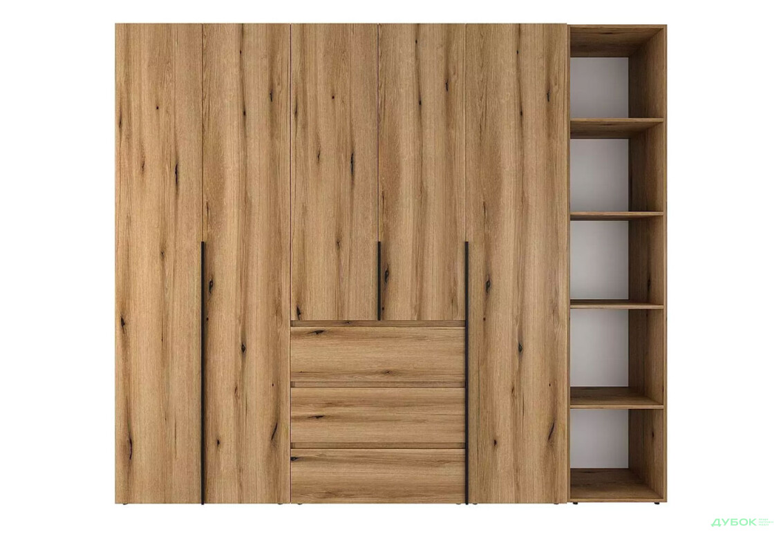 Зображення 4 - Шафа Art In Head Light / Лайт 5-дверна з 3-ма шухлядами і стелажем 240 см, дуб евок