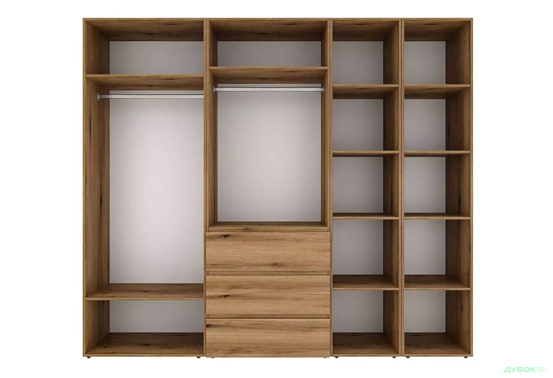 Зображення 5 - Шафа Art In Head Light / Лайт 5-дверна з 3-ма шухлядами і стелажем 240 см, дуб евок