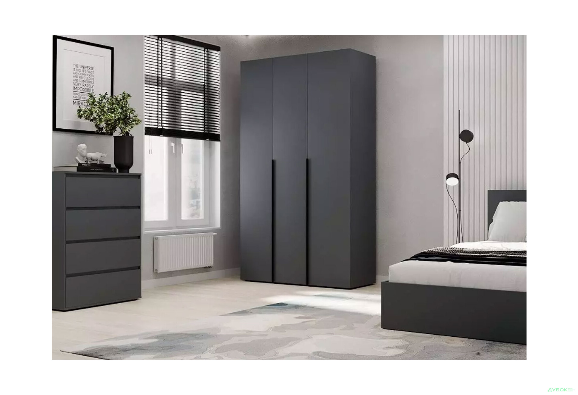 Зображення 2 - Шафа Art In Head Light / Лайт 3-дверна 120 см, графіт