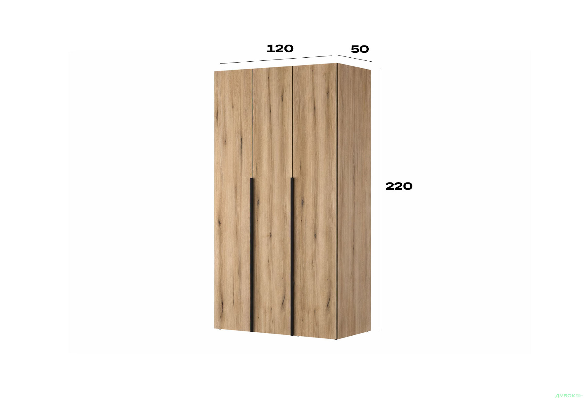 Зображення 6 - Шафа Art In Head Light / Лайт 3-дверна 120 см, дуб евок