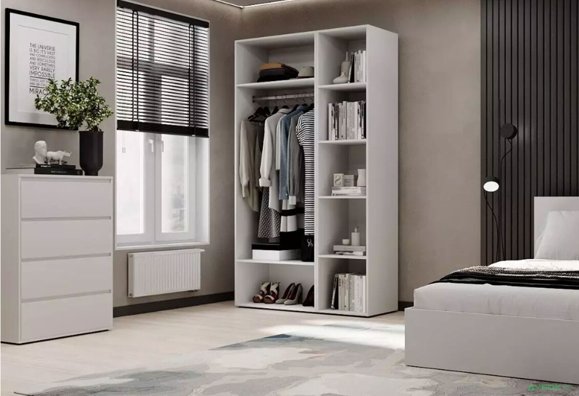 Зображення 3 - Шафа Art In Head Light / Лайт 2-дверна з боковими полицями 120 см, білий діамант