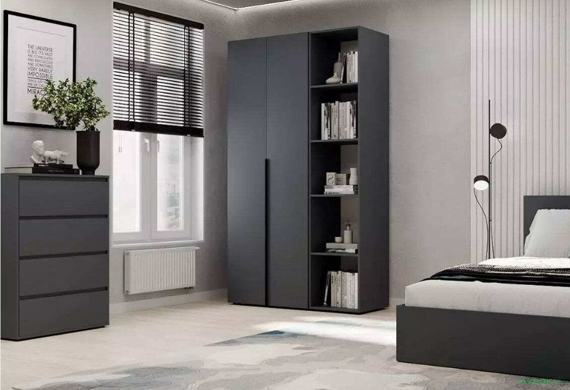 Зображення 2 - Шафа Art In Head Light / Лайт 2-дверна з боковими полицями 120 см, графіт