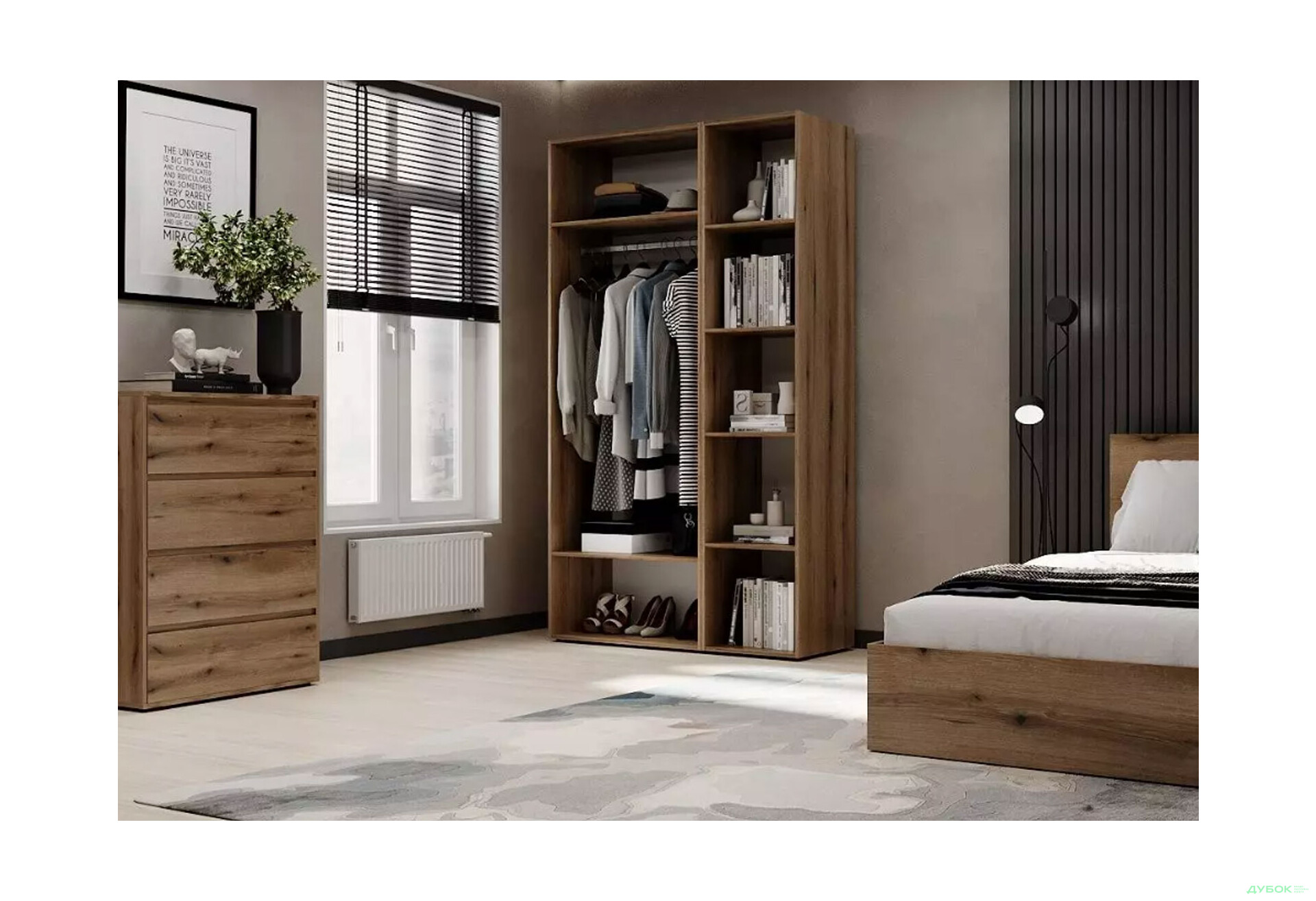 Изображение 3 - Шкаф Art In Head Light / Лайт 2-дверный с боковыми полками 120 см, дуб эвок