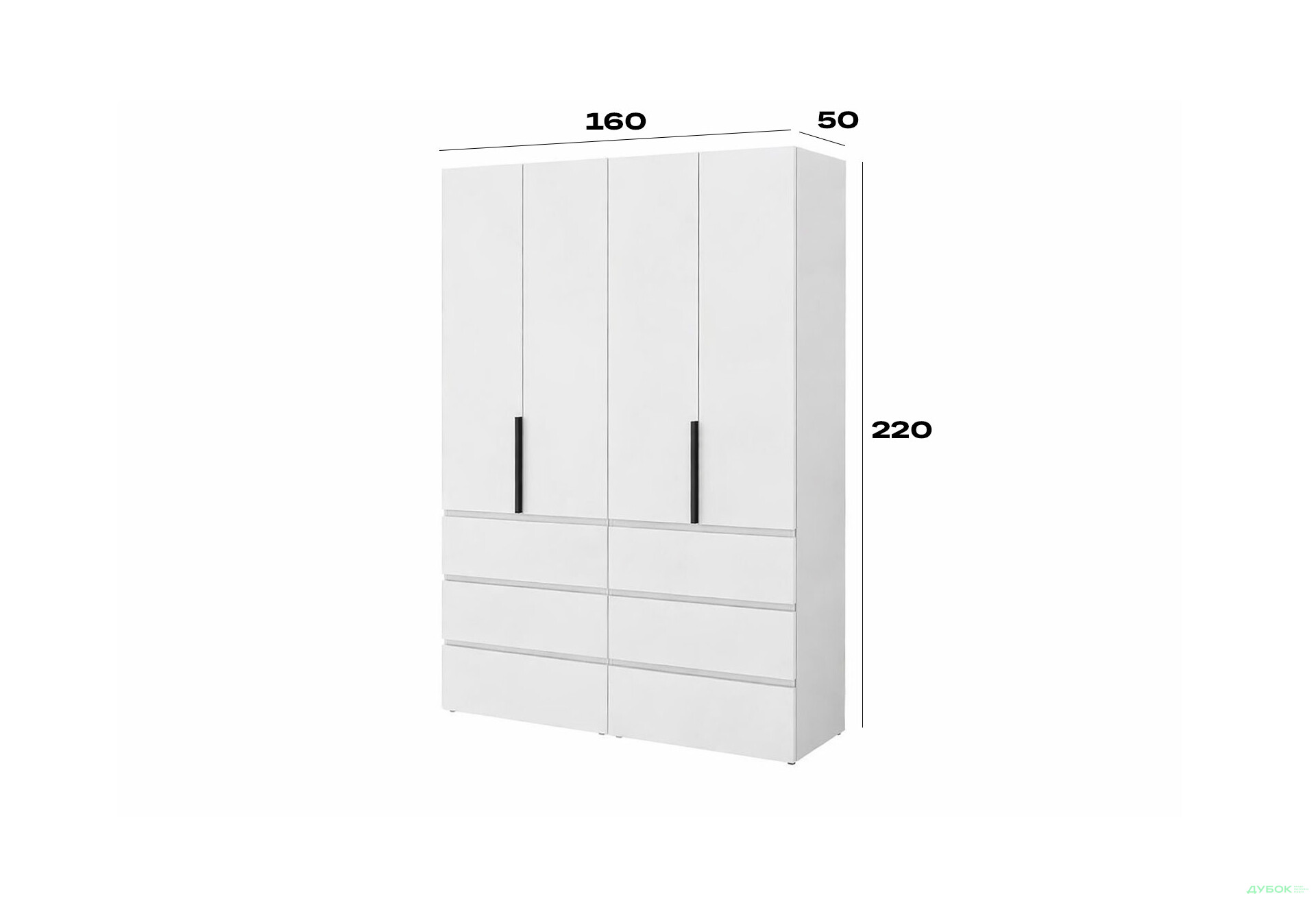 Изображение 6 - Шкаф Art In Head Light / Лайт 4-дверный с 6 ящиками 160 см, белый бриллиант