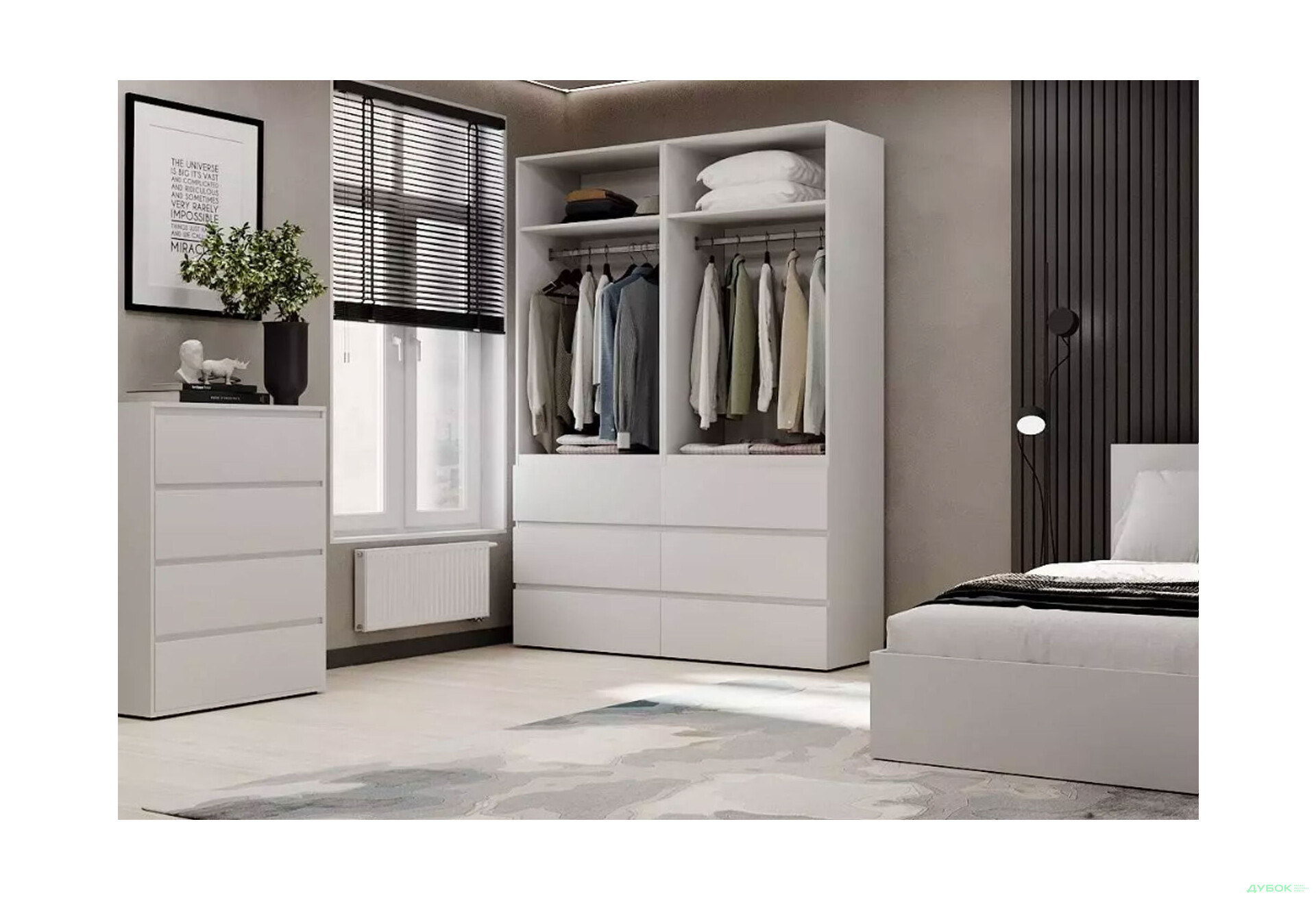 Изображение 3 - Шкаф Art In Head Light / Лайт 4-дверный с 6 ящиками 160 см, белый бриллиант