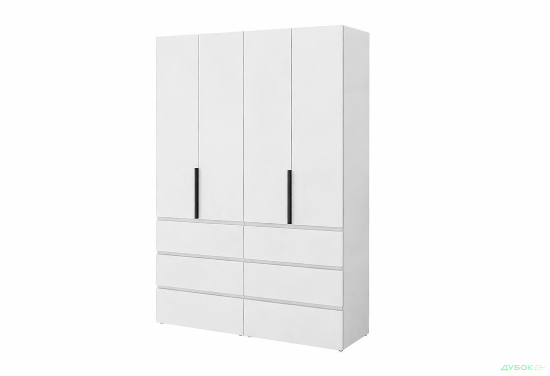 Шкаф Art In Head Light / Лайт 4-дверный с 6 ящиками 160 см, белый бриллиант