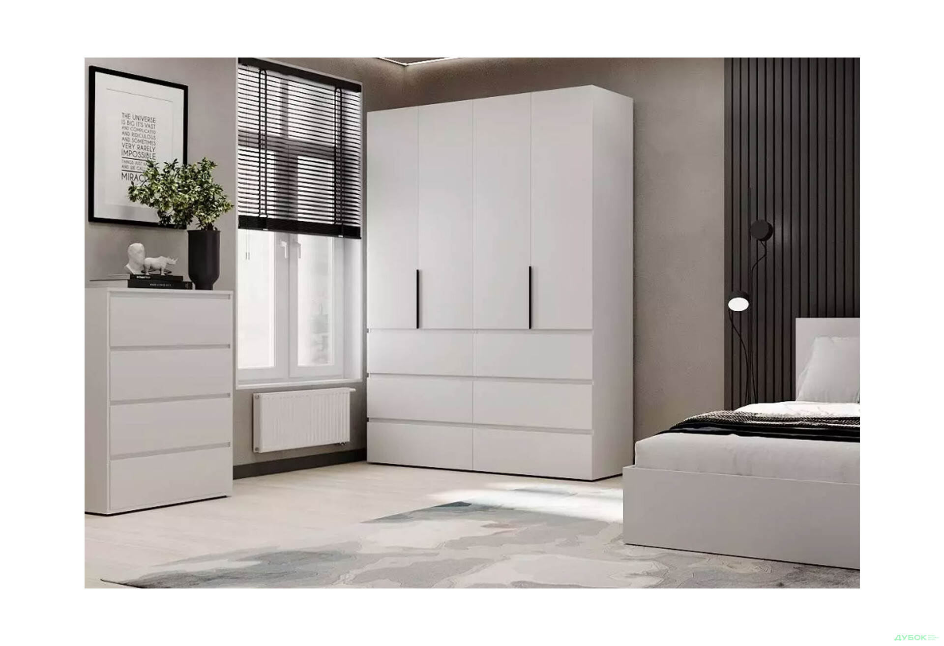 Изображение 2 - Шкаф Art In Head Light / Лайт 4-дверный с 6 ящиками 160 см, белый бриллиант