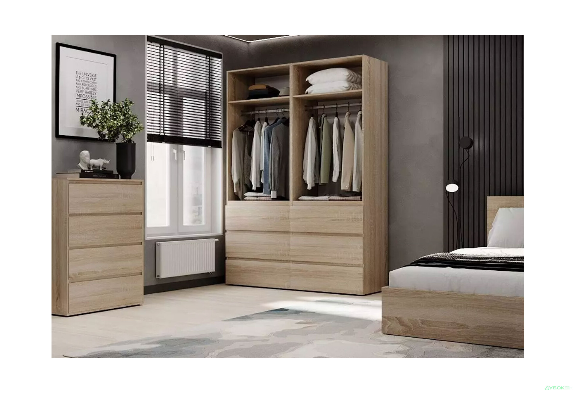 Изображение 3 - Шкаф Art In Head Light / Лайт 4-дверный с 6 ящиками 160 см, дуб сонома