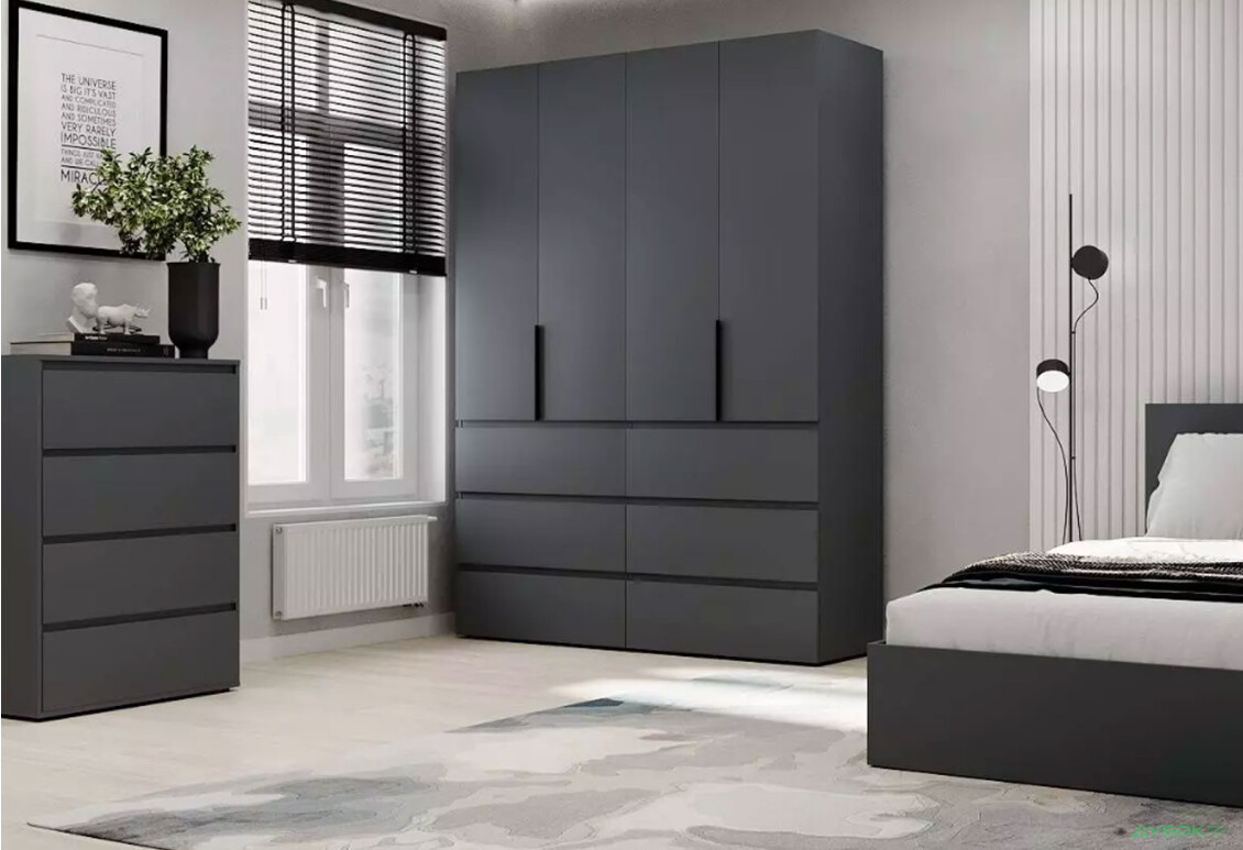 Изображение 2 - Шкаф Art In Head Light / Лайт 4-дверный с 6 ящиками 160 см, графит