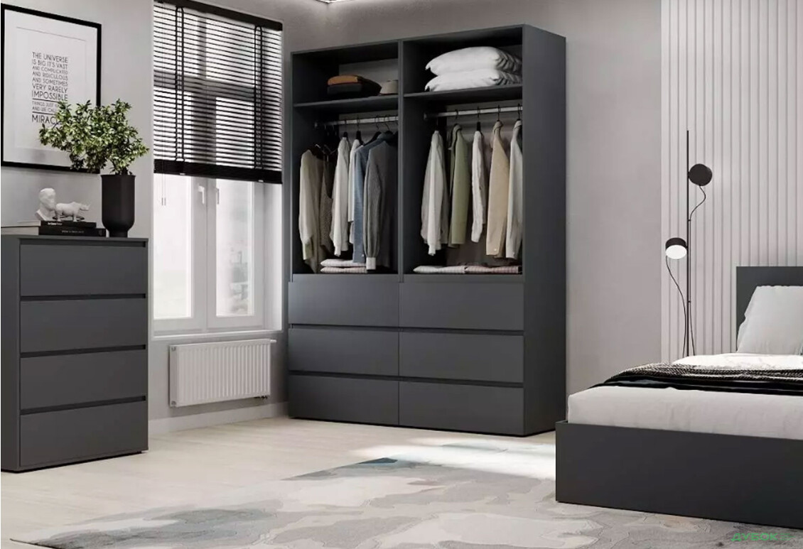 Изображение 3 - Шкаф Art In Head Light / Лайт 4-дверный с 6 ящиками 160 см, графит