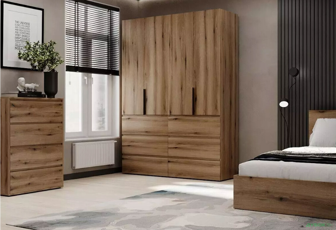 Зображення 2 - Шафа Art In Head Light / Лайт 4-дверна з 6 шухлядами 160 см, дуб евок