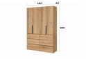Зображення 6 - Шафа Art In Head Light / Лайт 4-дверна з 6 шухлядами 160 см, дуб евок