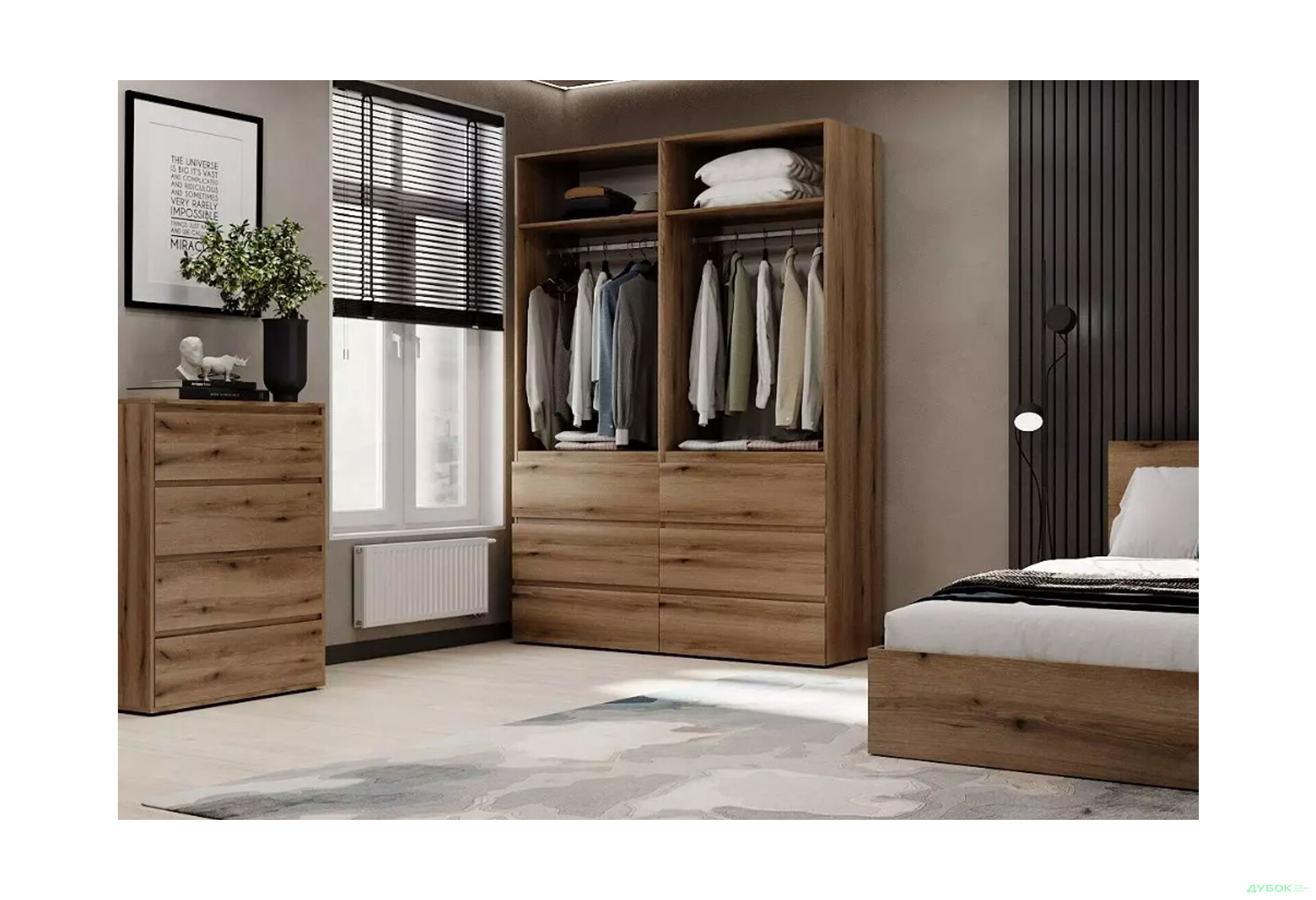 Зображення 3 - Шафа Art In Head Light / Лайт 4-дверна з 6 шухлядами 160 см, дуб евок