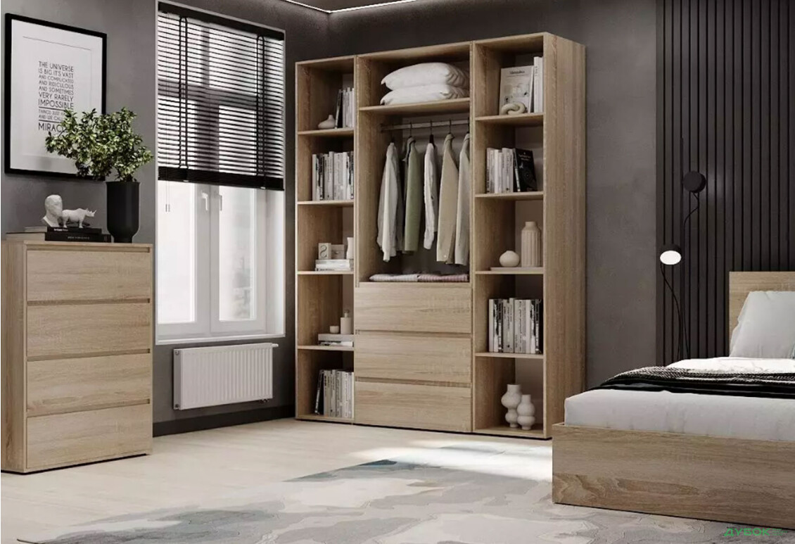 Изображение 3 - Шкаф Art In Head Light / Лайт 2-дверный с 3 ящиками и стеллажами 160 см, дуб сонома