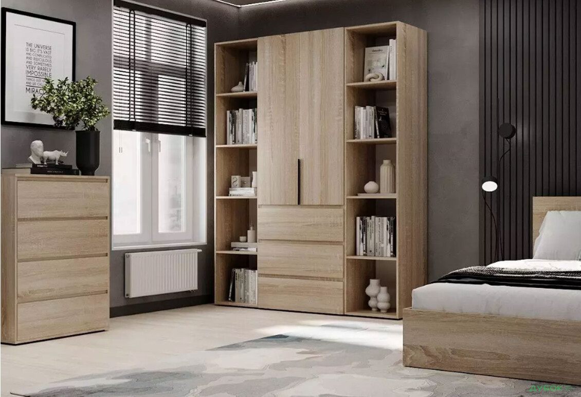 Изображение 2 - Шкаф Art In Head Light / Лайт 2-дверный с 3 ящиками и стеллажами 160 см, дуб сонома