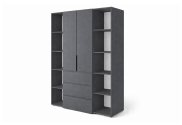 Шкаф Art In Head Light / Лайт 2-дверный с 3 ящиками и стеллажами 160 см, графит