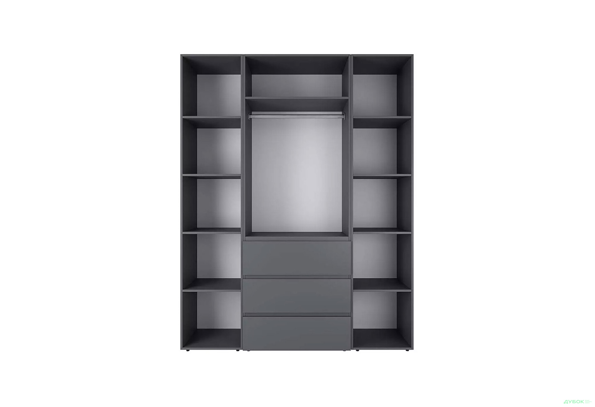 Зображення 5 - Шафа Art In Head Light / Лайт 2-дверна з 3 шухлядами та стелажами 160 см, графіт